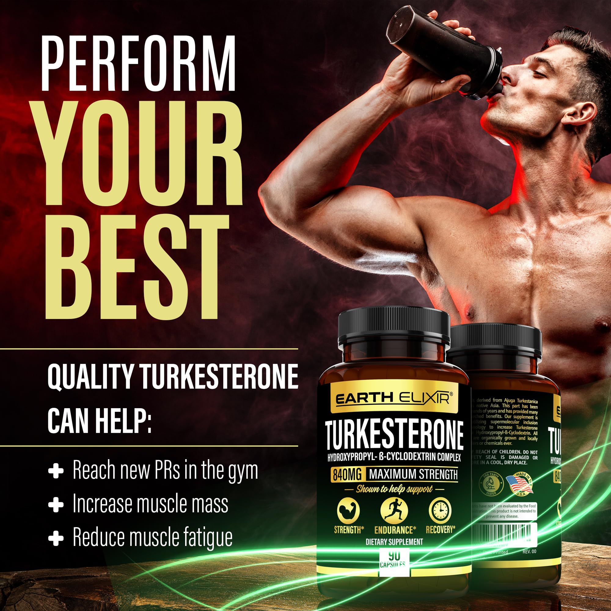 Earth Elixir Turkesterone Supplement 120 Capsules with packaging