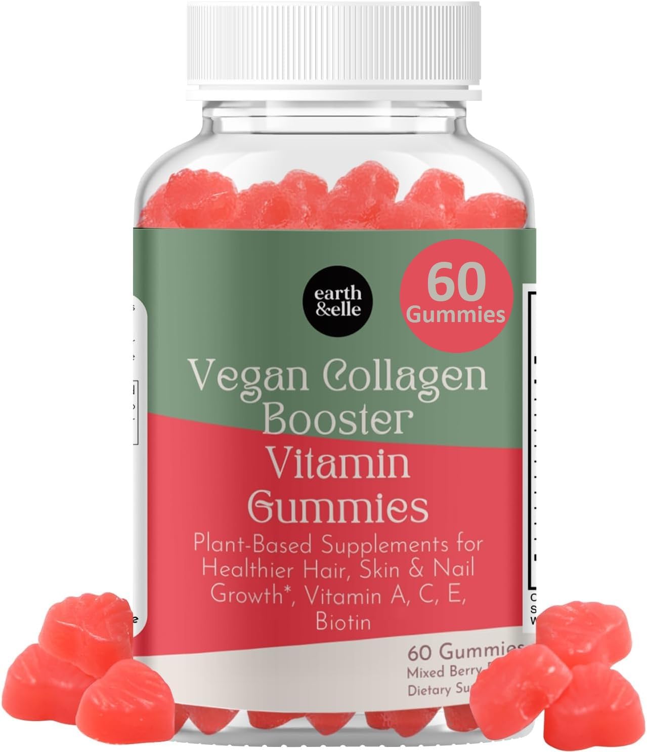 earth & elle Collagen Gummies front view with berry flavour