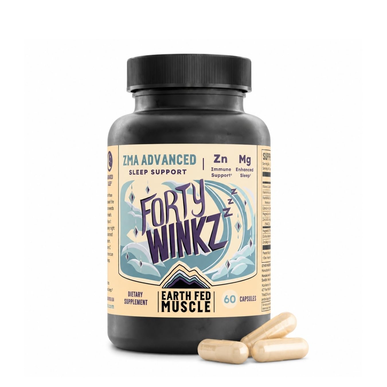 Earth Fed Muscle Forty Winkz ZMA 60 Capsules front view