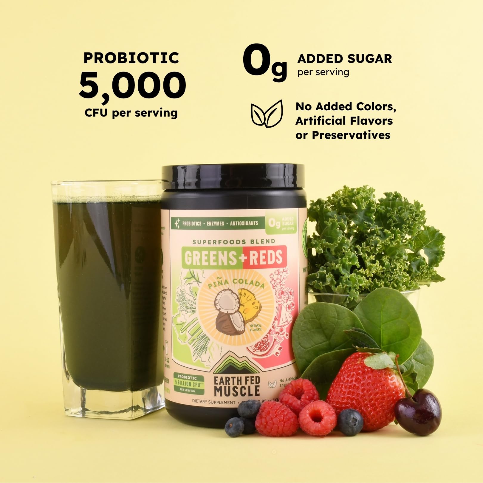 Earth Fed Muscle Greens + Reds Powder 340g packaging