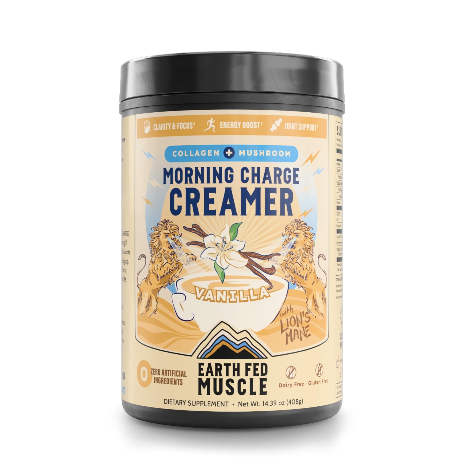 Earth Fed Muscle Morning Charge Vanilla Coffee Creamer front view