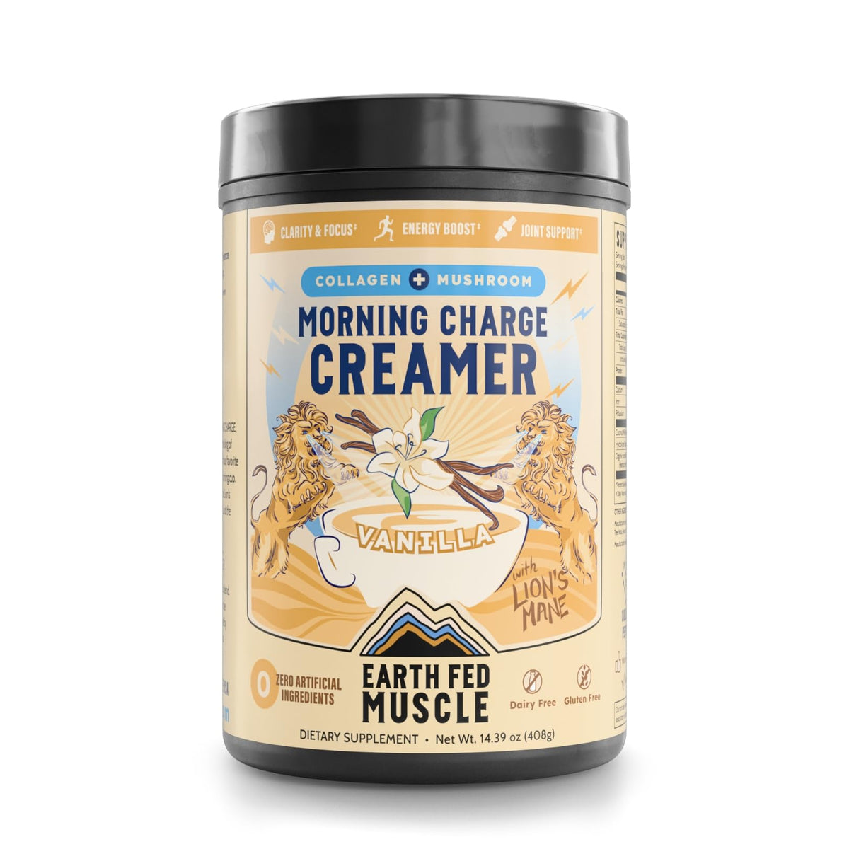 Earth Fed Muscle Morning Charge Vanilla Coffee Creamer front view