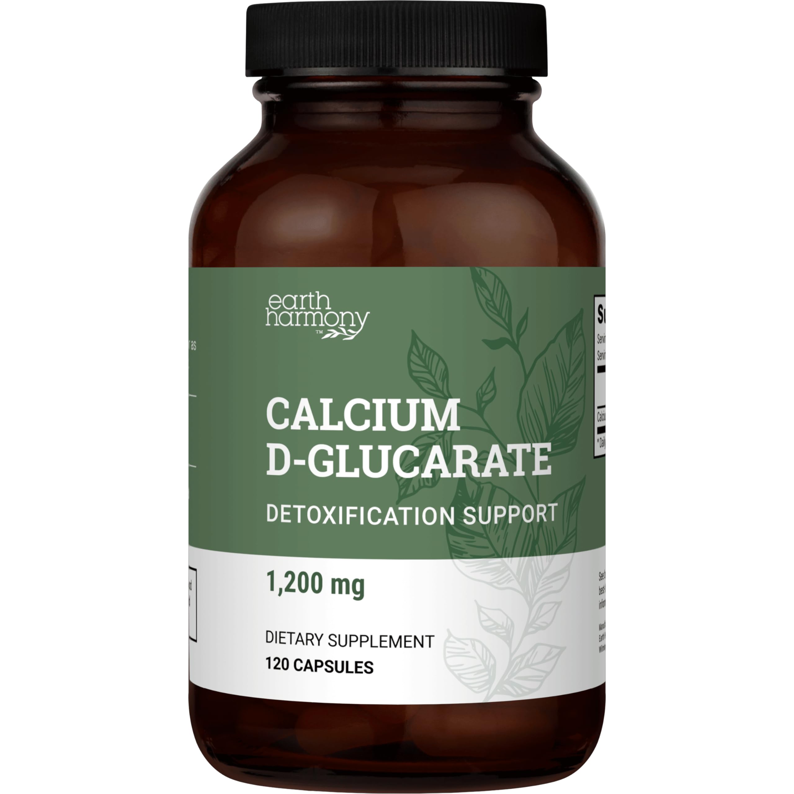 Earth Harmony Naturals Calcium D-Glucarate 120g supplement front view