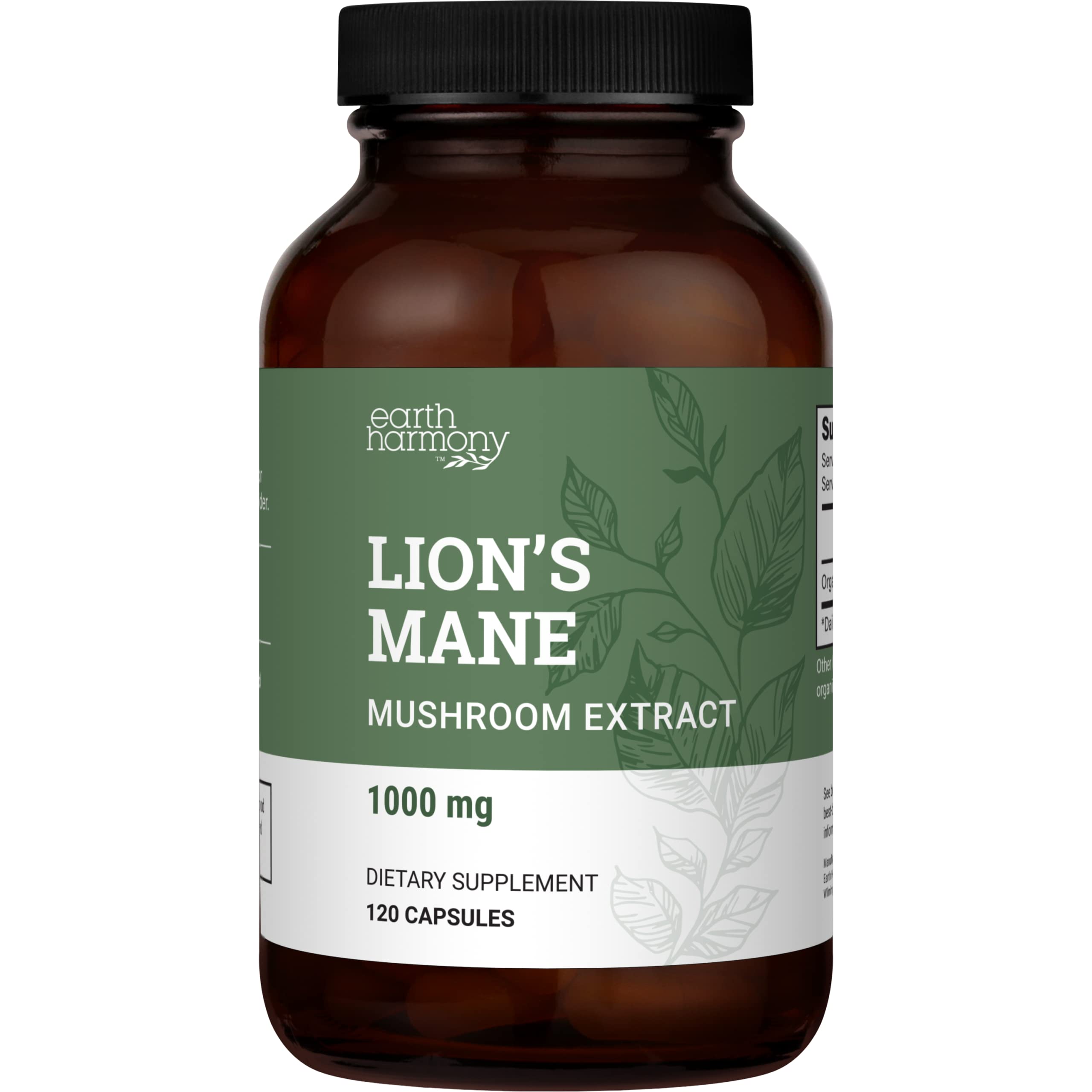 Earth Harmony Naturals Lion's Mane Mushroom Capsules front view