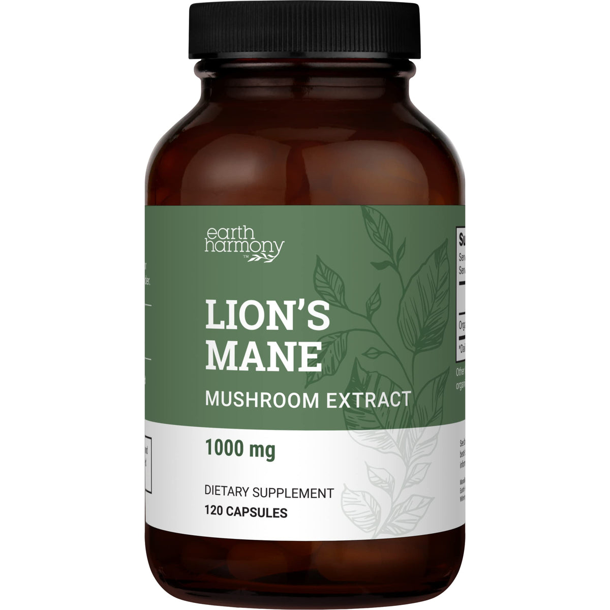 Earth Harmony Naturals Lion's Mane Mushroom Capsules front view