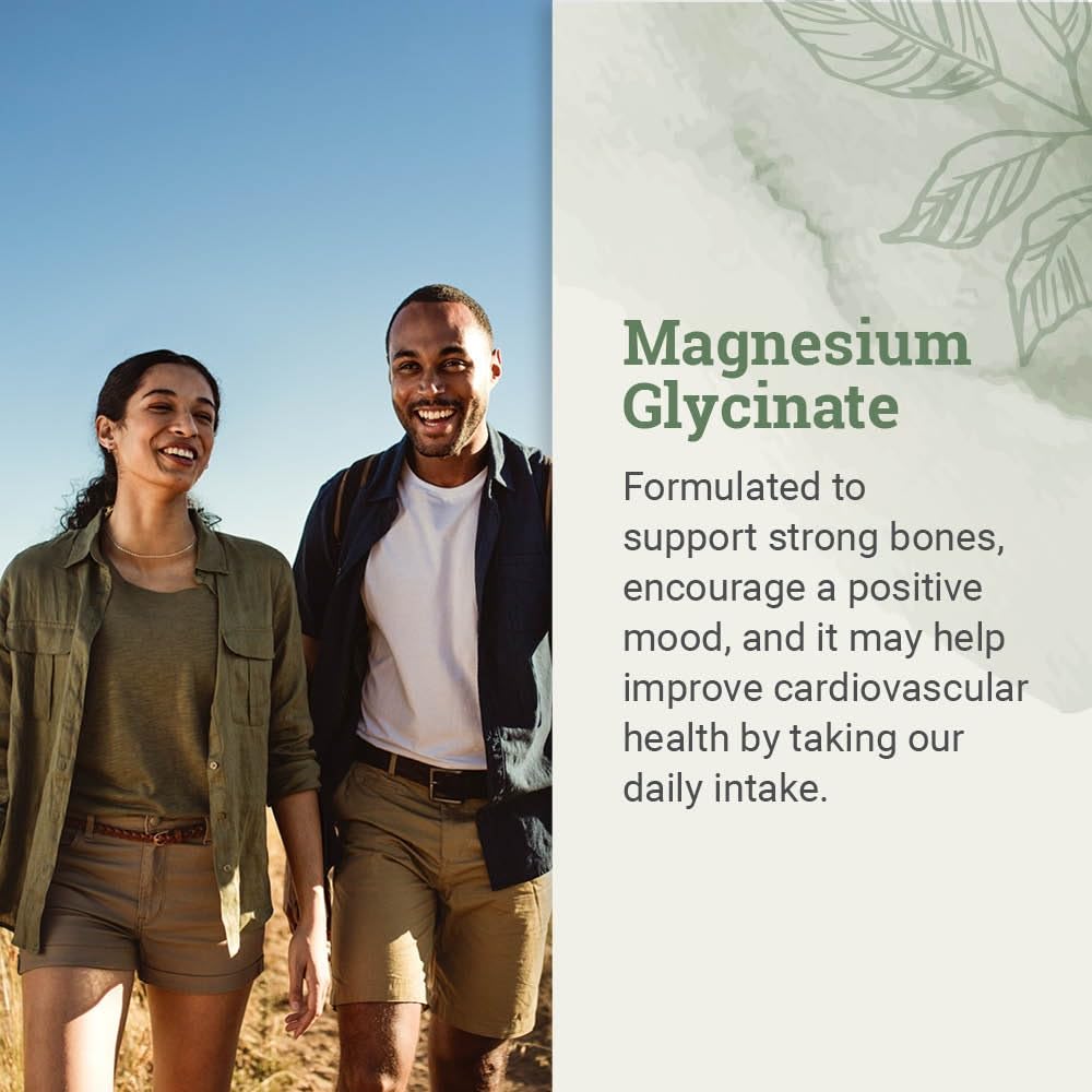 Earth Harmony Naturals Magnesium Glycinate 200mg capsules bottle side view