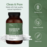 Earth Harmony Naturals Magnesium Glycinate 200mg capsules on a wooden surface