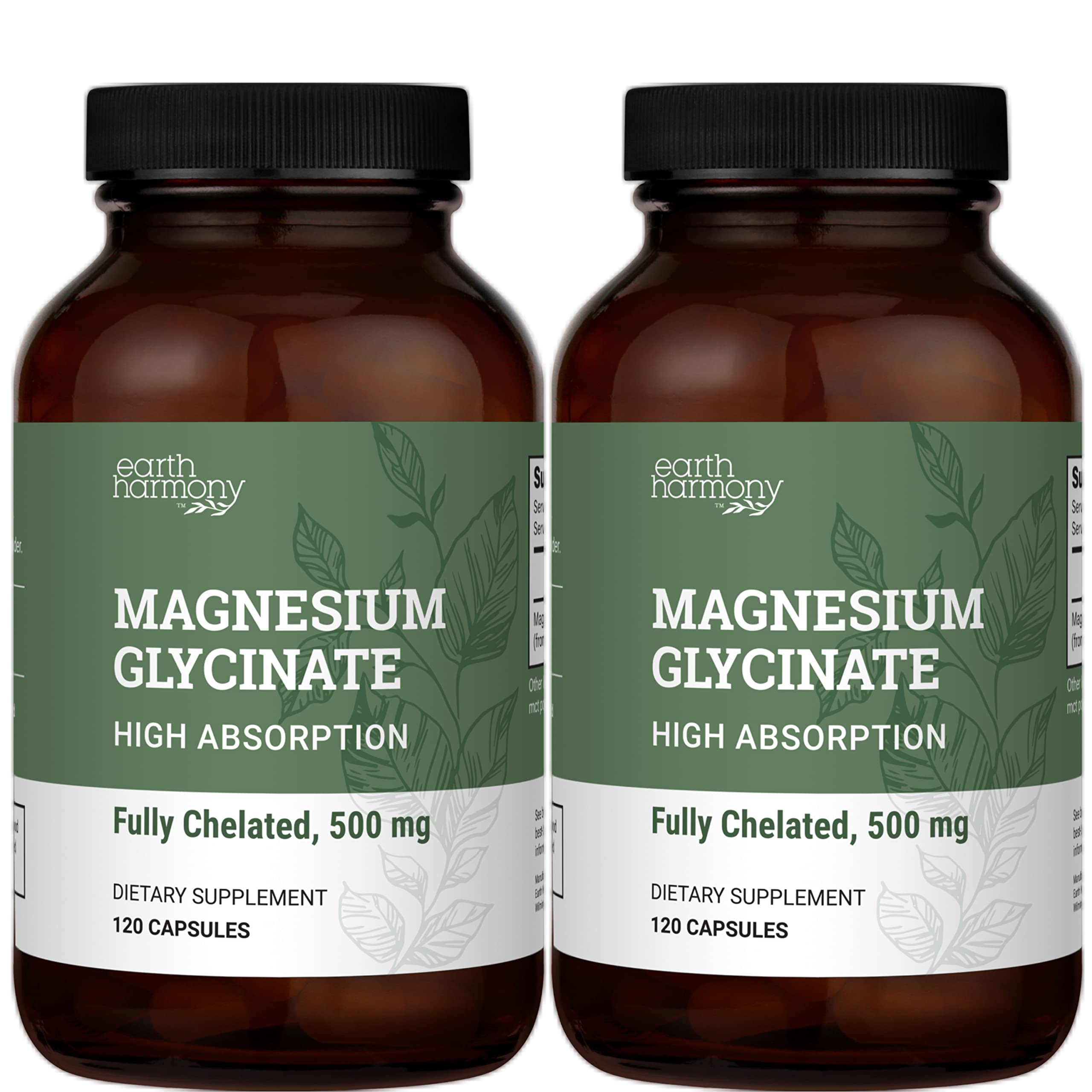 Earth Harmony Naturals Magnesium Glycinate Capsules front view