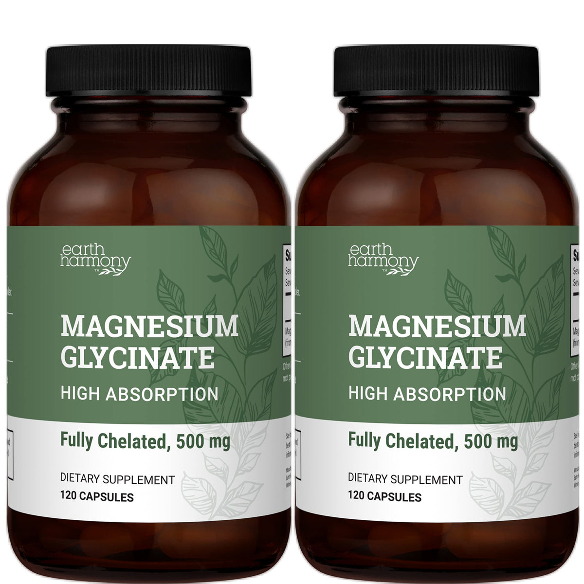 Earth Harmony Naturals Magnesium Glycinate Capsules front view