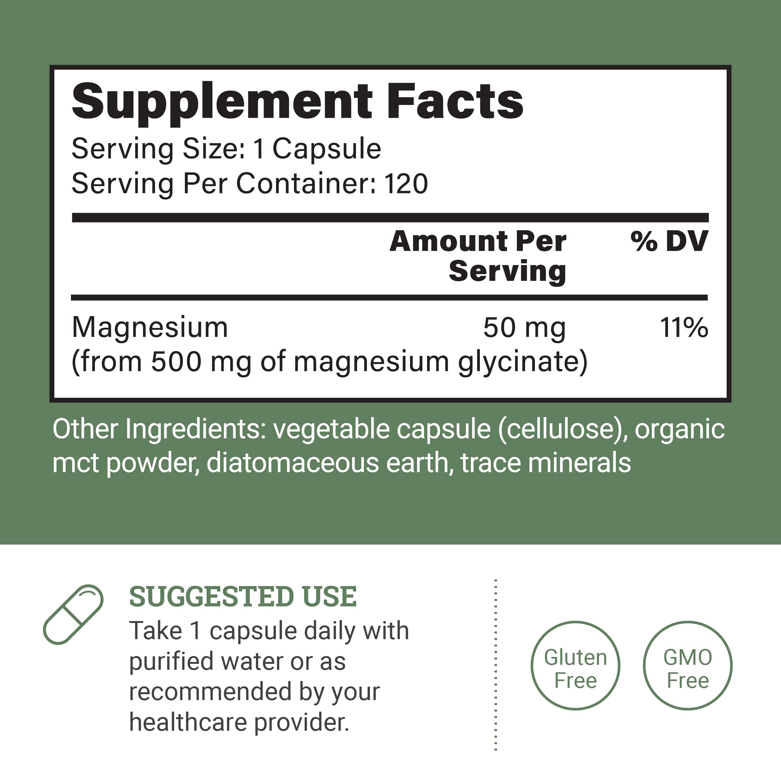 Earth Harmony Naturals Magnesium Glycinate Capsules side view