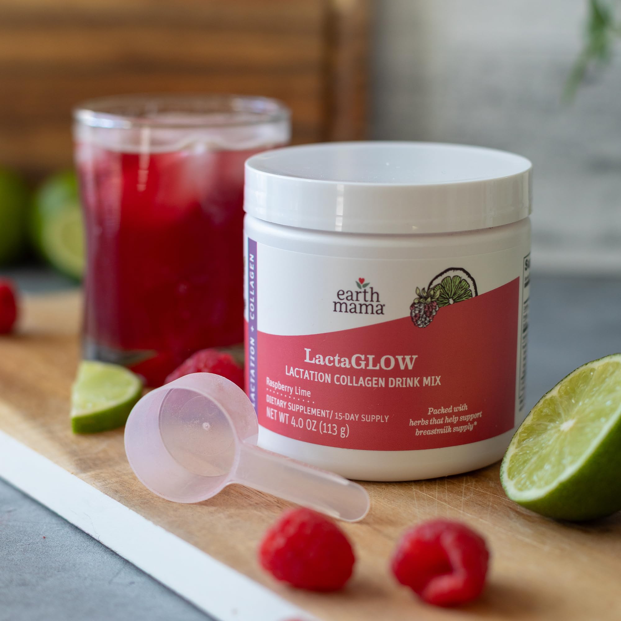 Earth Mama LactaGLOW Daily Drink Mix lifestyle scene