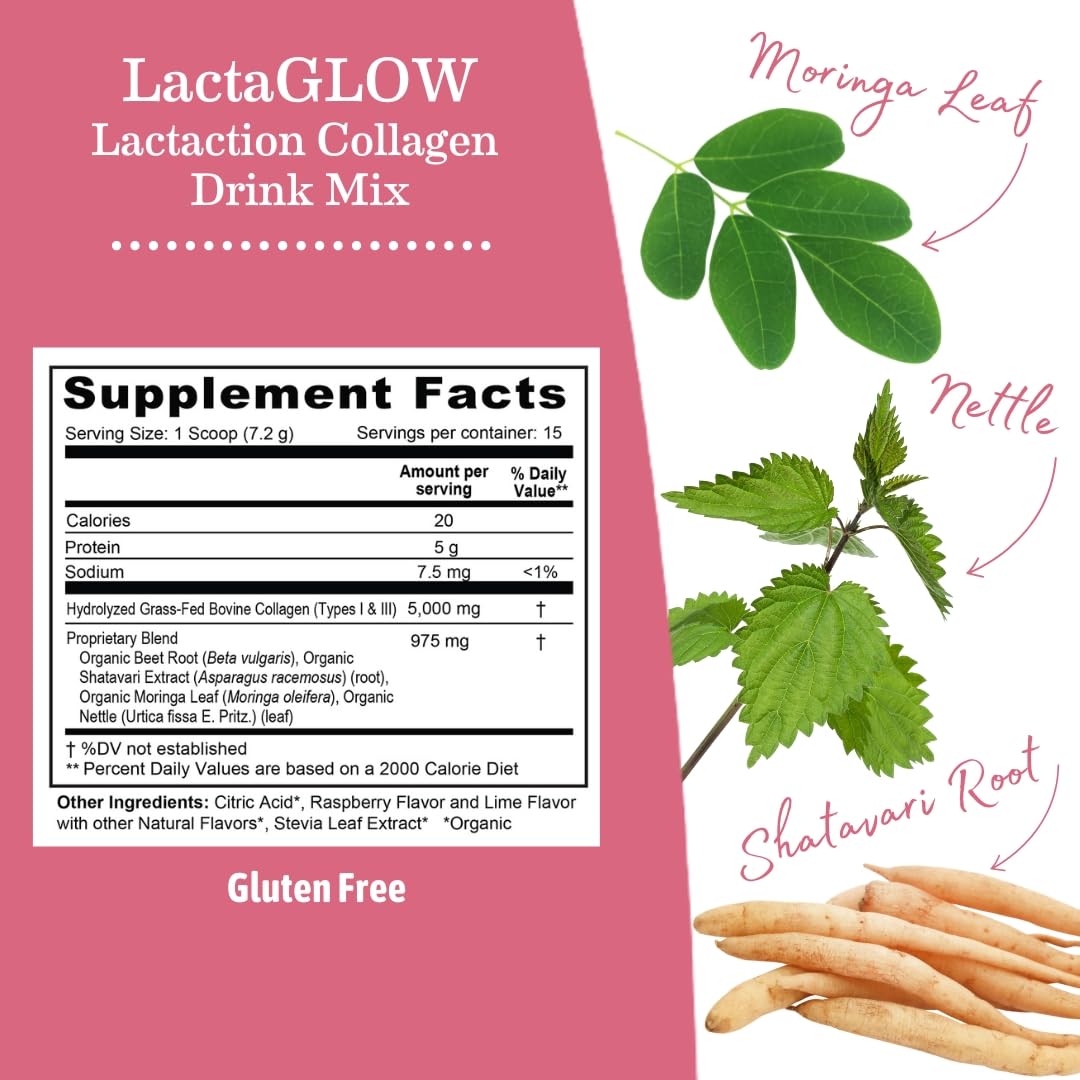 Earth Mama LactaGLOW Daily Drink Mix raspberry-lime flavour
