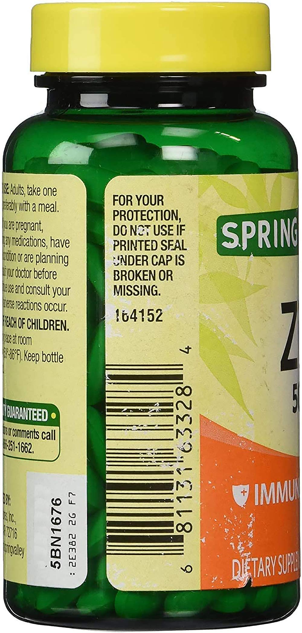 Earth&ME Zinc Supplement 50mg back view of packaging