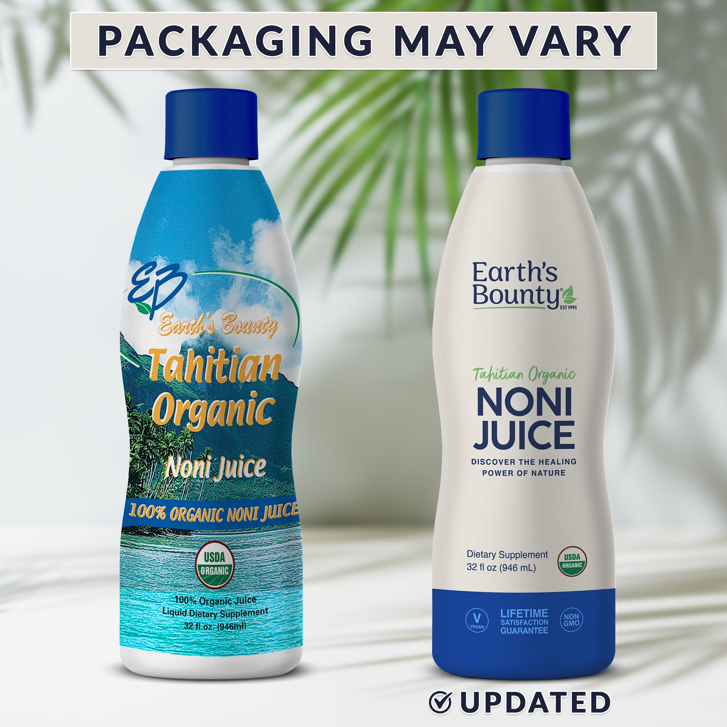 Earth's Bounty Noni Juice 100% Pure Organic 907g bottle side view