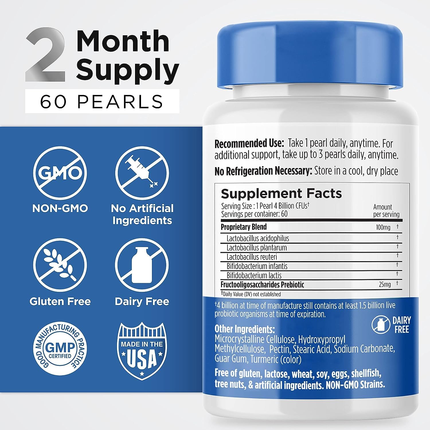 Earth's Pearl Probiotics & Prebiotics ingredients list
