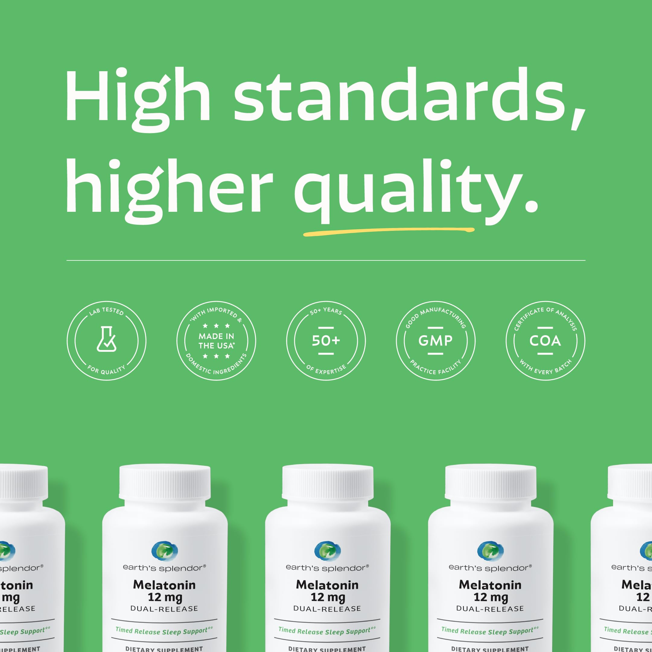 Earth's Splendor Melatonin 12mg Bilayer Tablets packaging details
