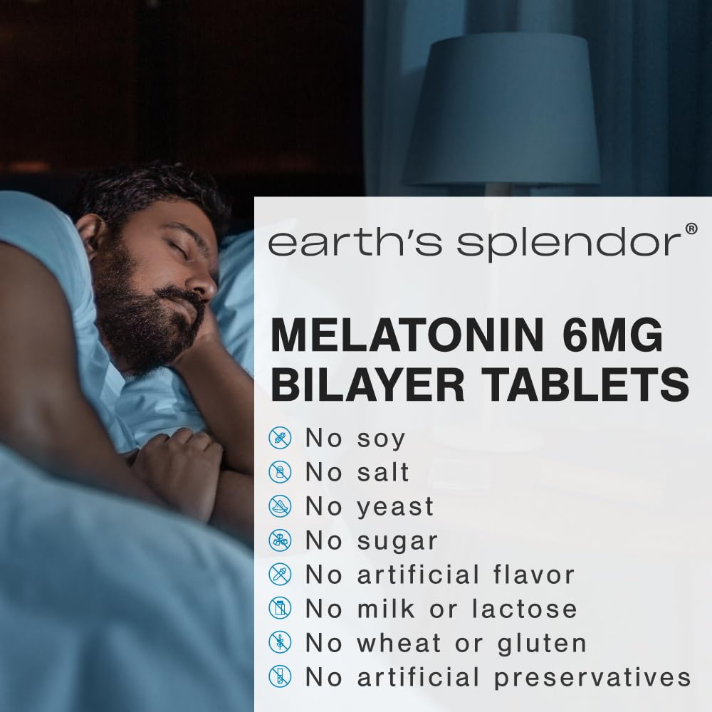 Earth's Splendor Melatonin 6mg Bilayer Tablets close-up