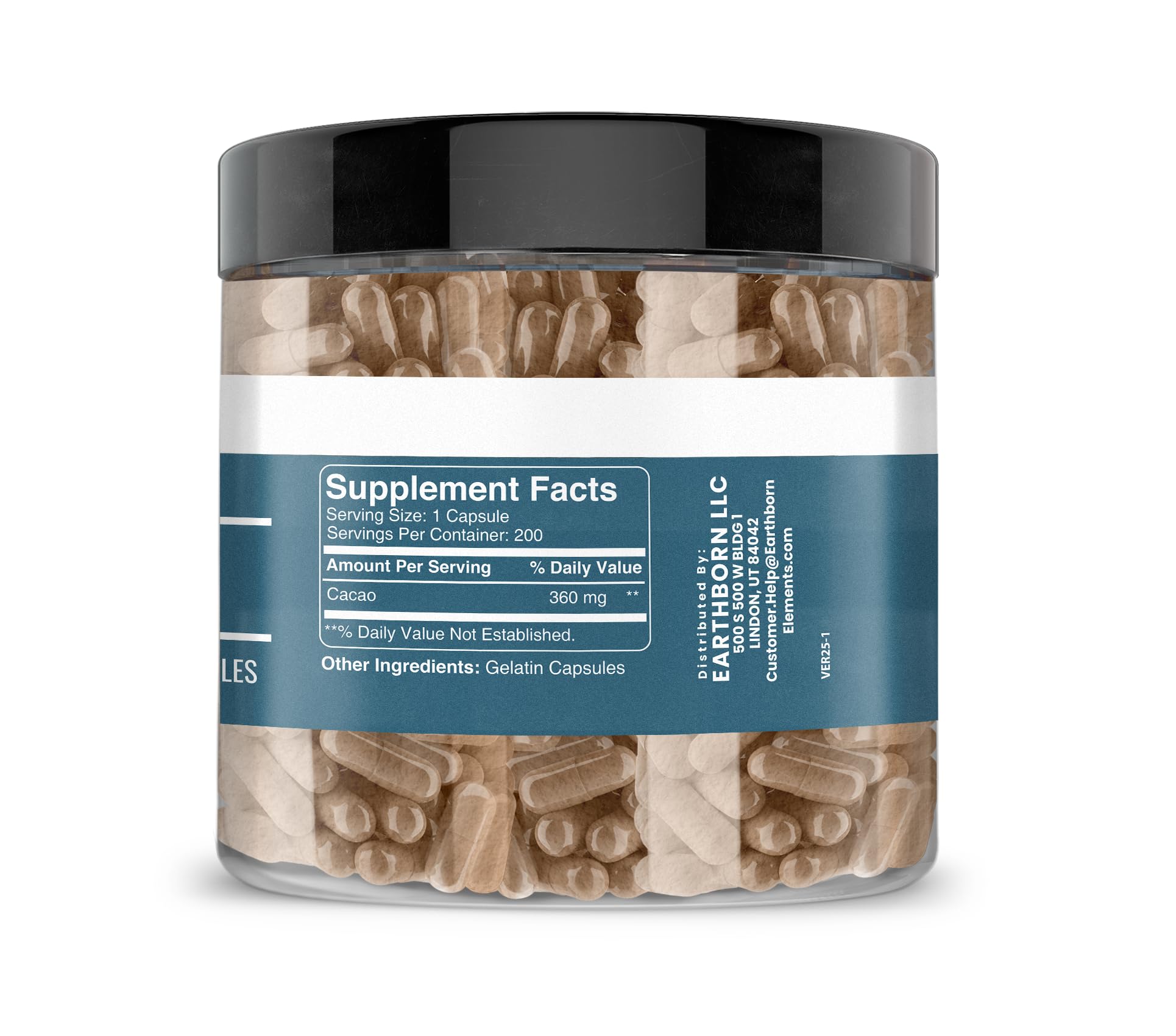 Earthborn Elements 200 Cacao Capsules packaging