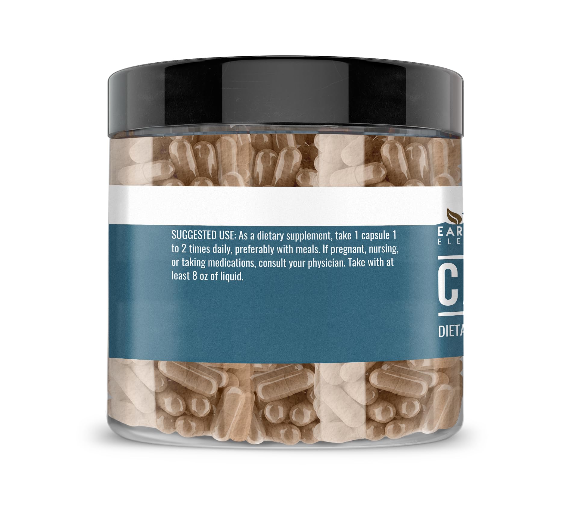Earthborn Elements 200 Cacao Capsules side view
