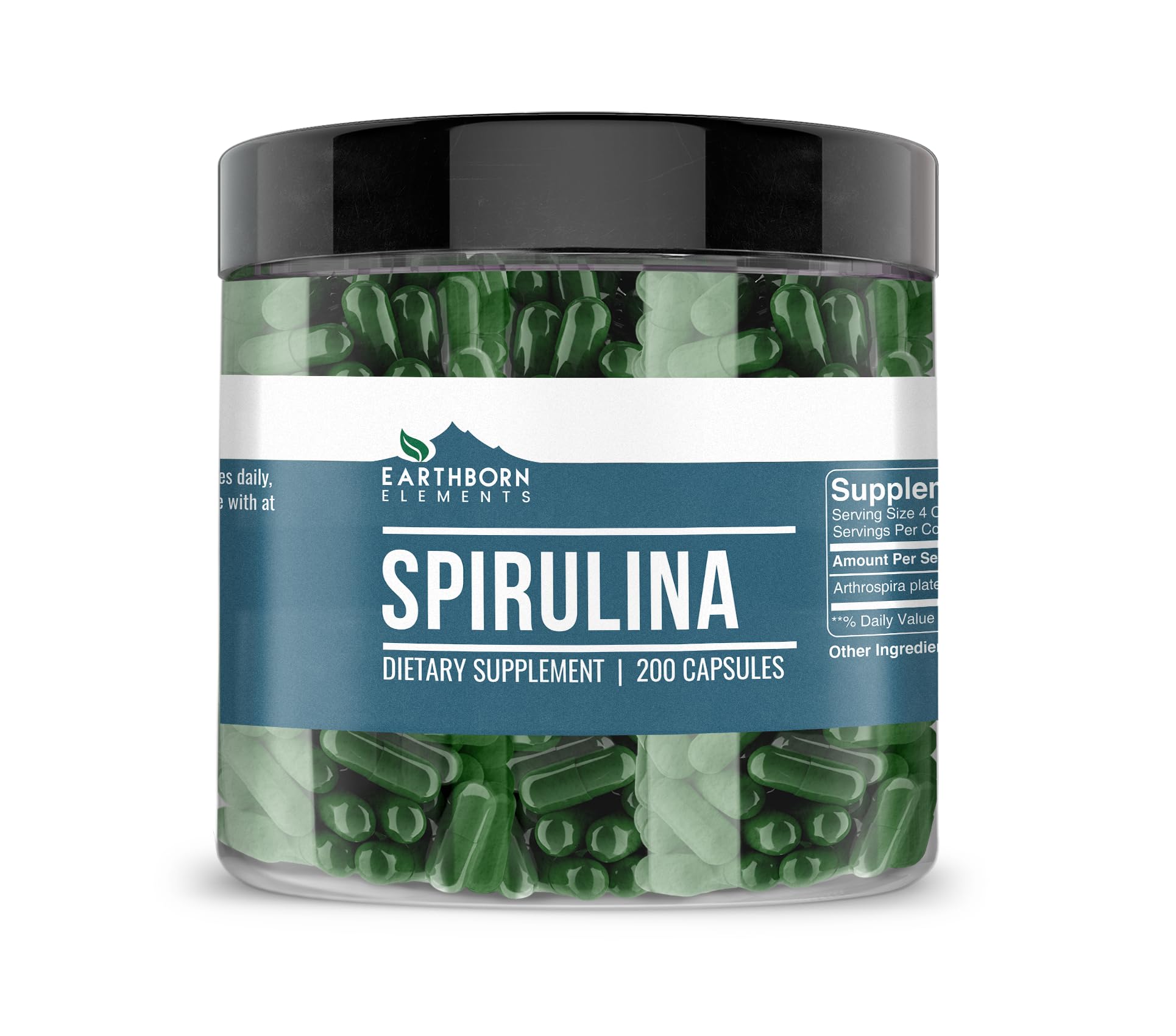 Earthborn Elements 200 Spirulina Capsules front view