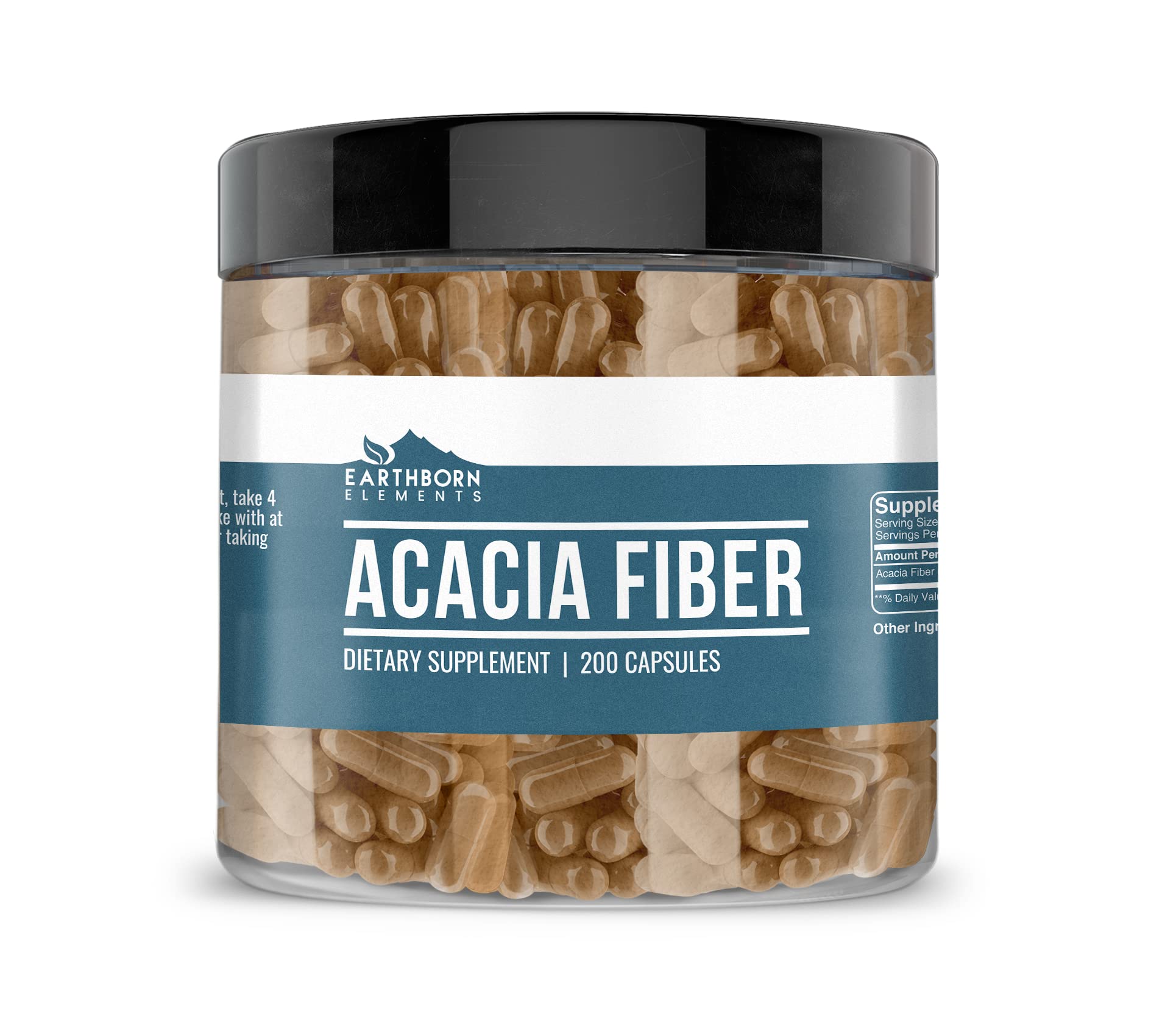 Earthborn Elements Acacia Fiber Capsules front view with packaging