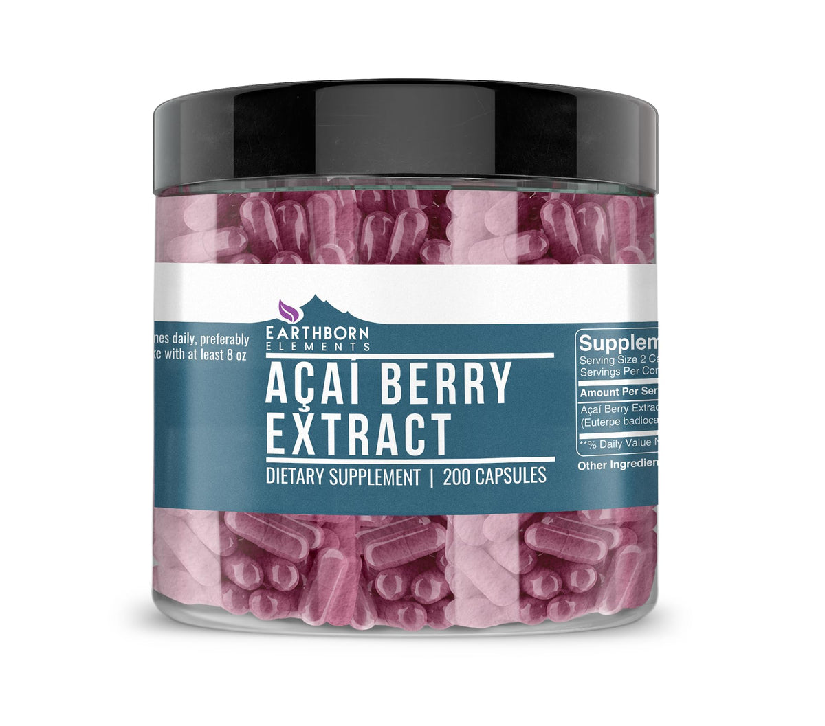 Earthborn Elements Acai Berry Extract Capsules 200 count front view