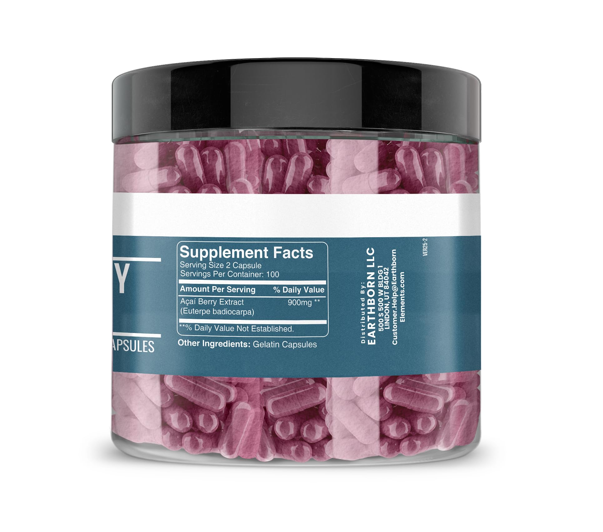 Earthborn Elements Acai Berry Extract Capsules bottle side view