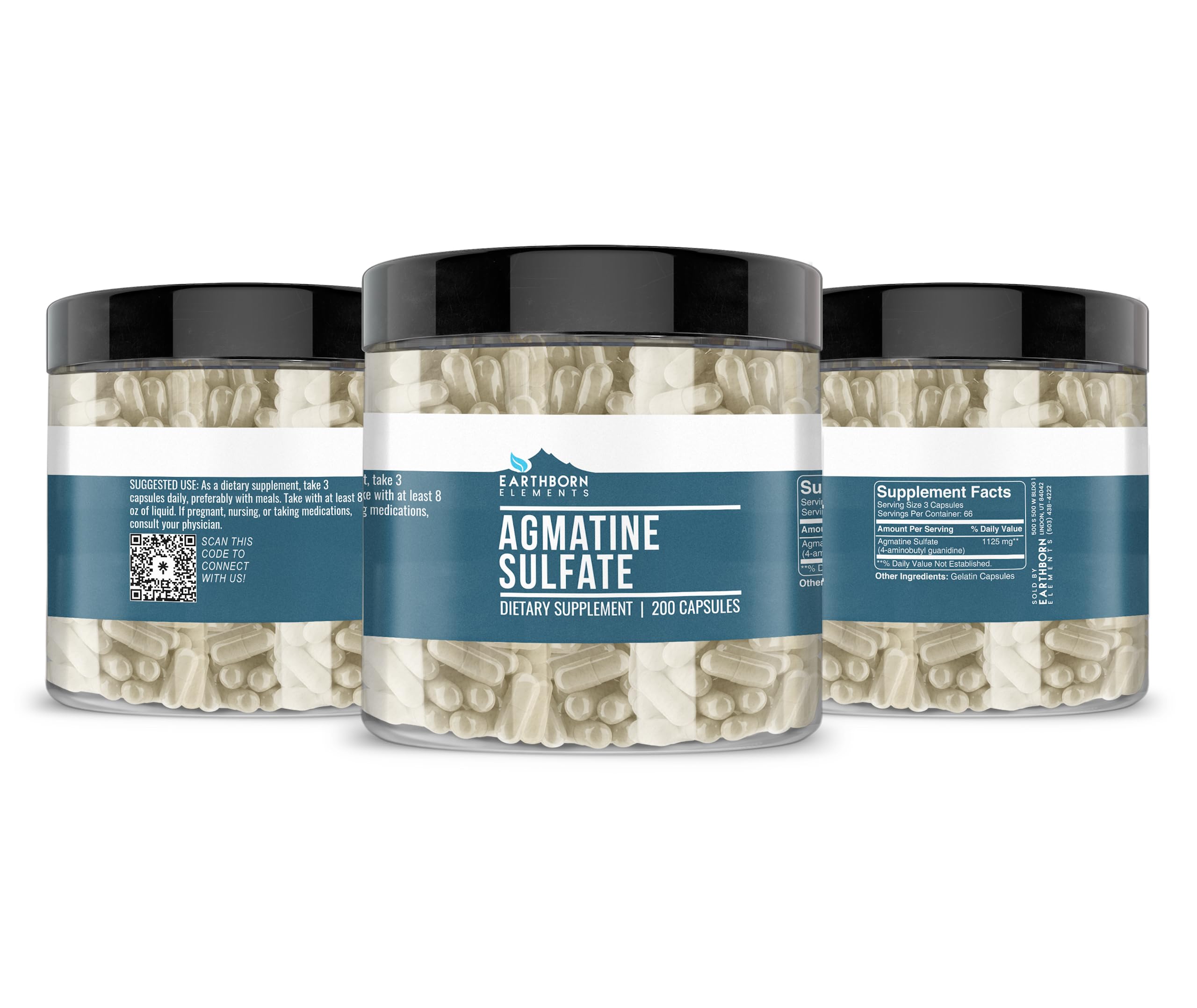 Earthborn Elements Agmatine Sulfate Capsules on a wooden table