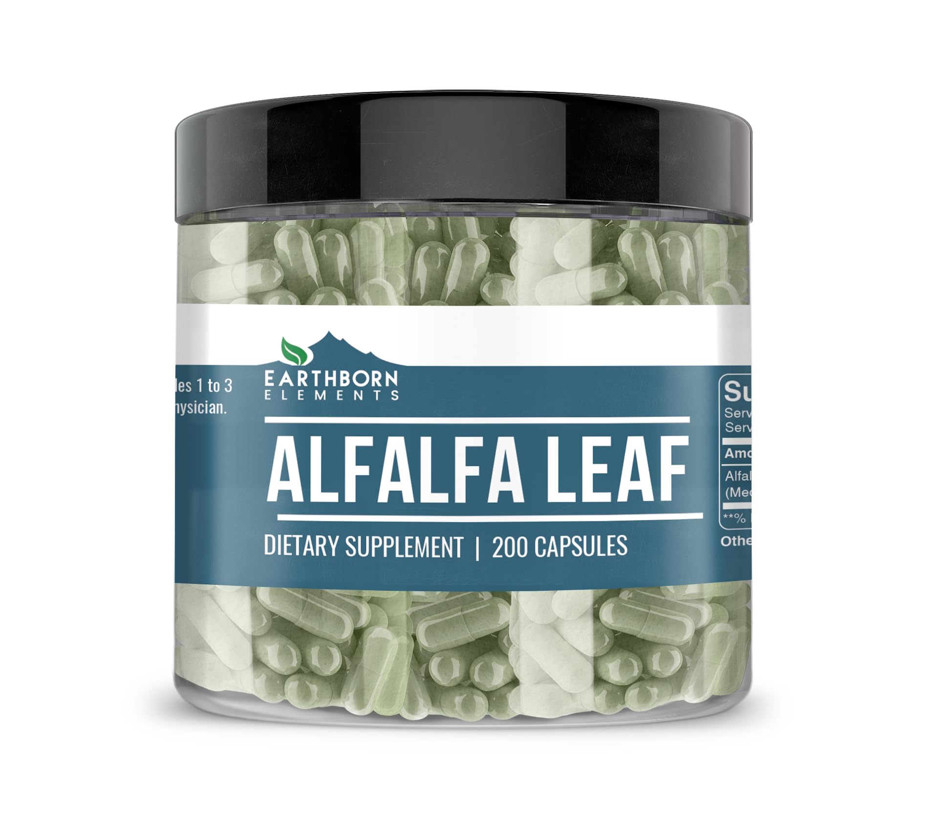 Earthborn Elements Alfalfa Leaf Capsules 200 count front view