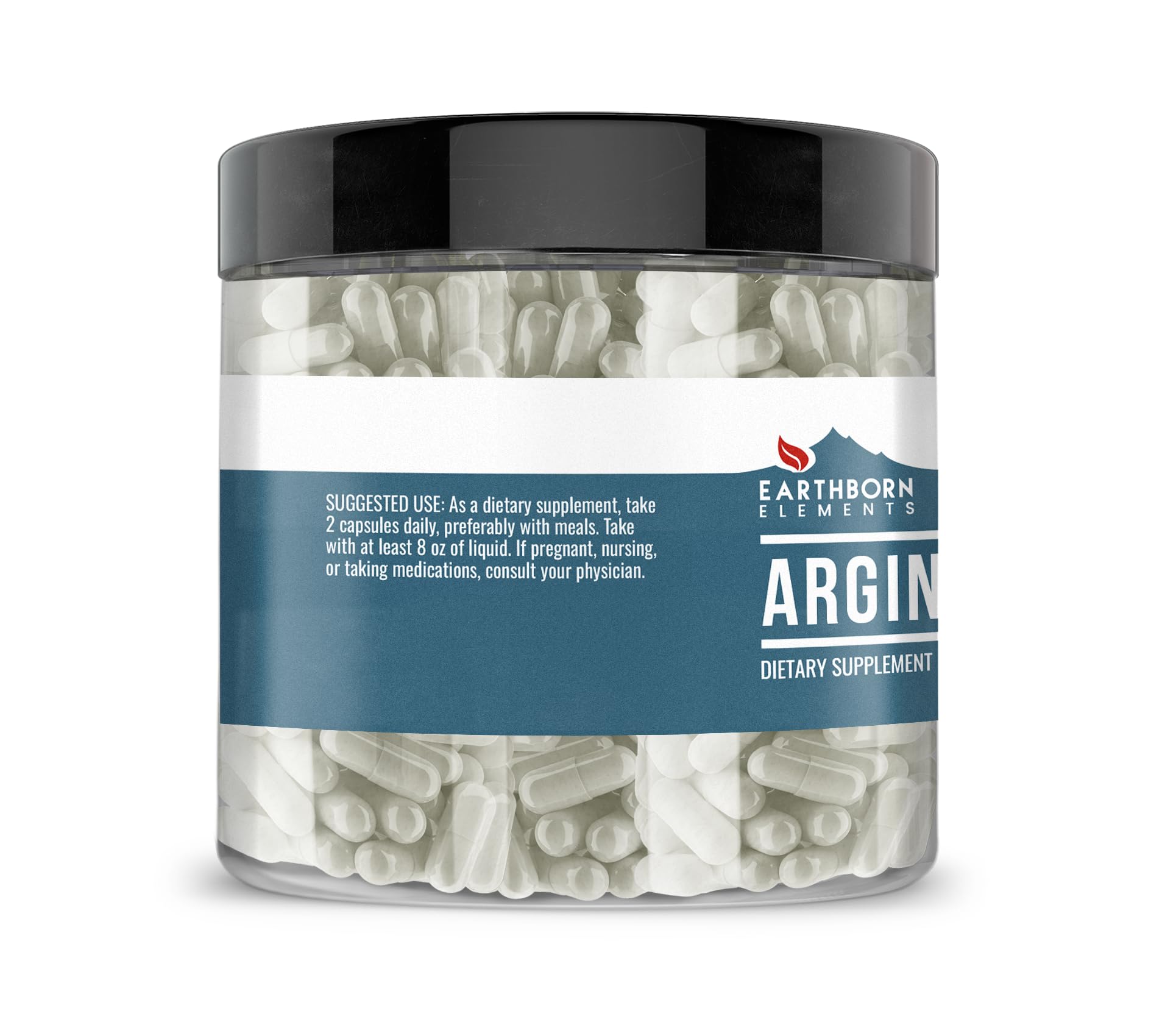 Earthborn Elements Arginine AKG Capsules back view with ingredient list