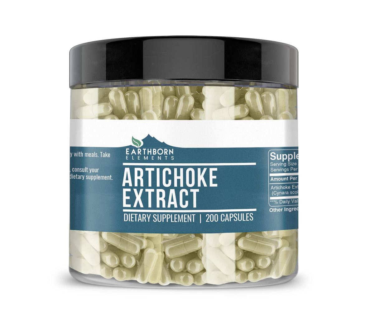 Earthborn Elements Artichoke Extract Capsules 200 count front view
