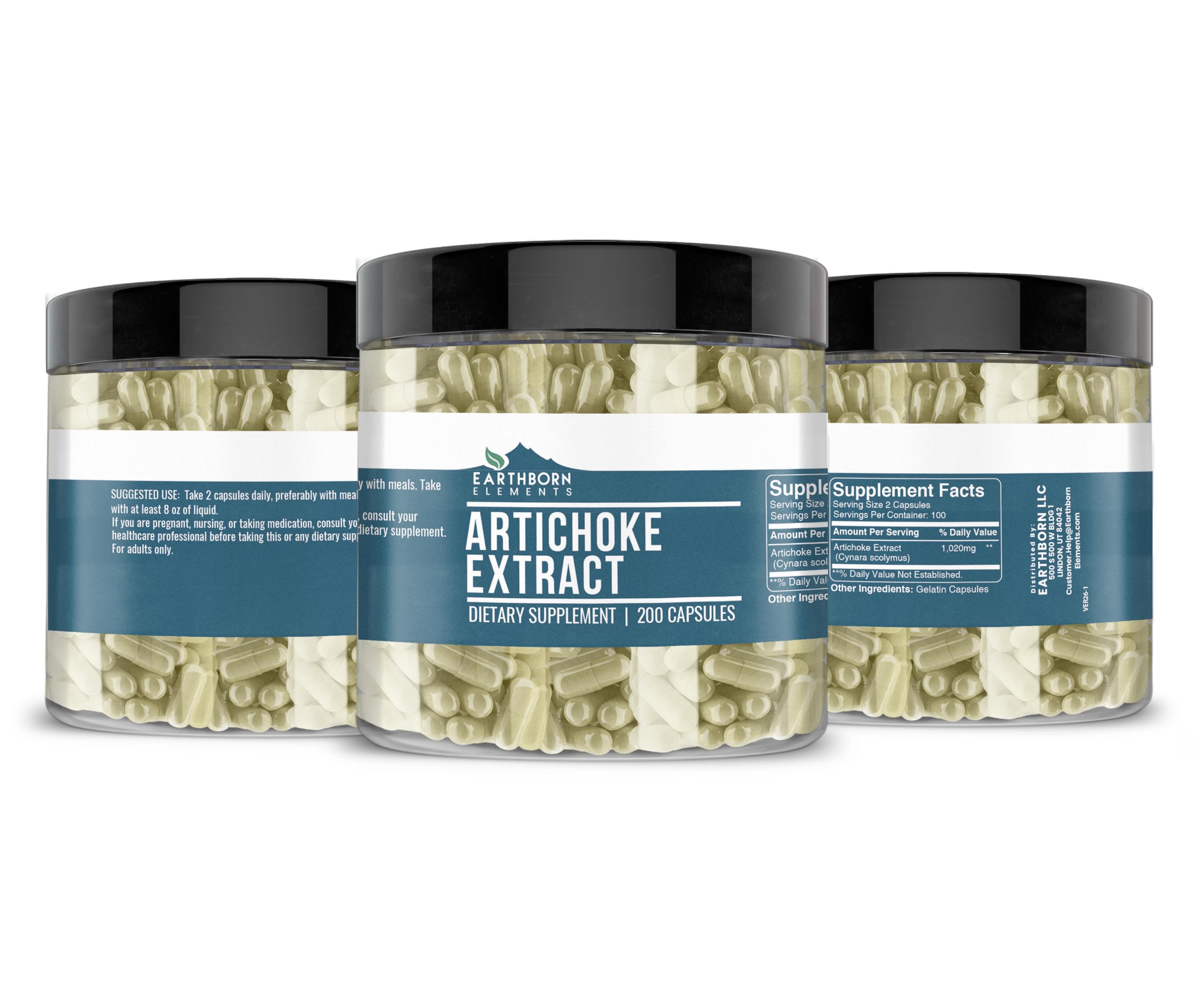 Earthborn Elements Artichoke Extract Capsules on a wooden surface