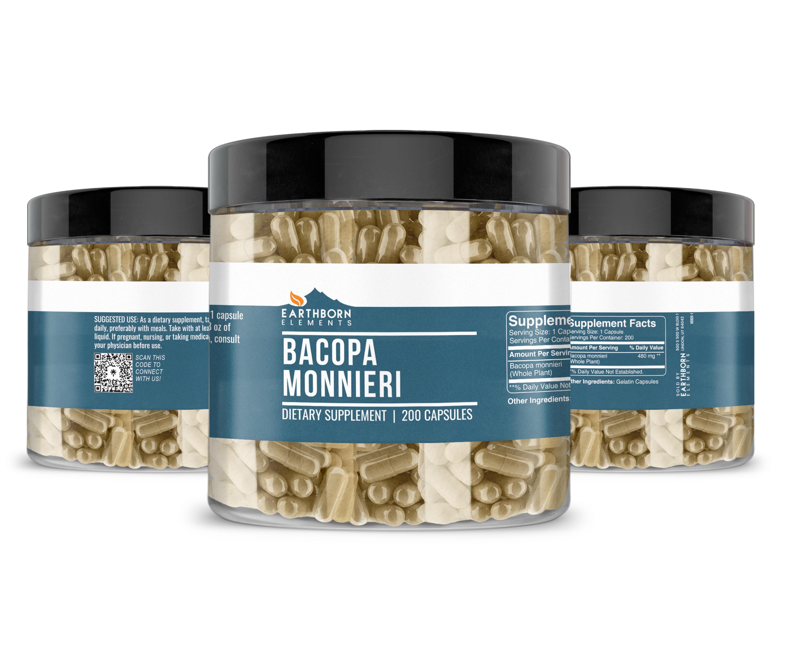 Earthborn Elements Bacopa Monnieri Capsules close-up of capsules