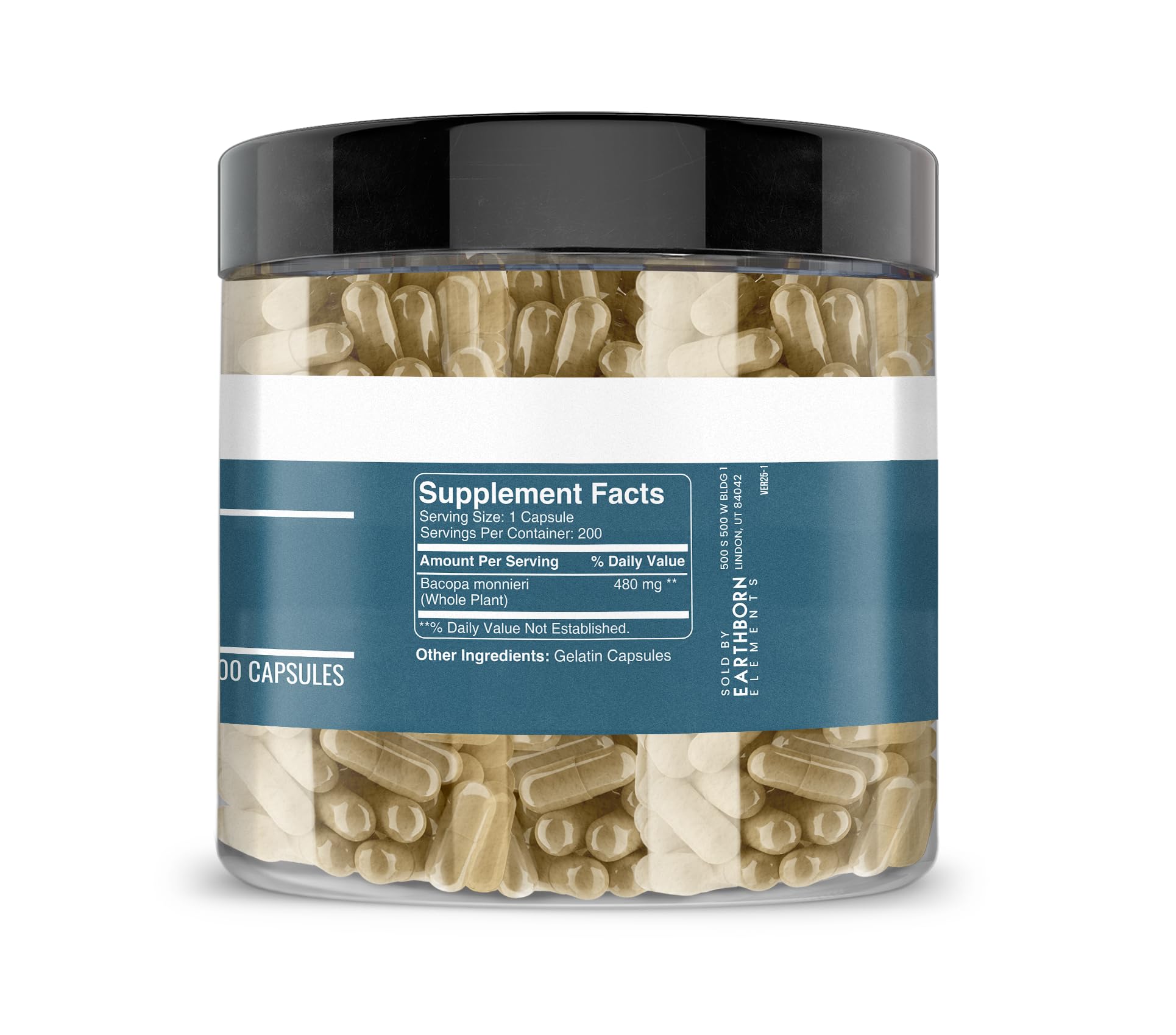Earthborn Elements Bacopa Monnieri Capsules side view