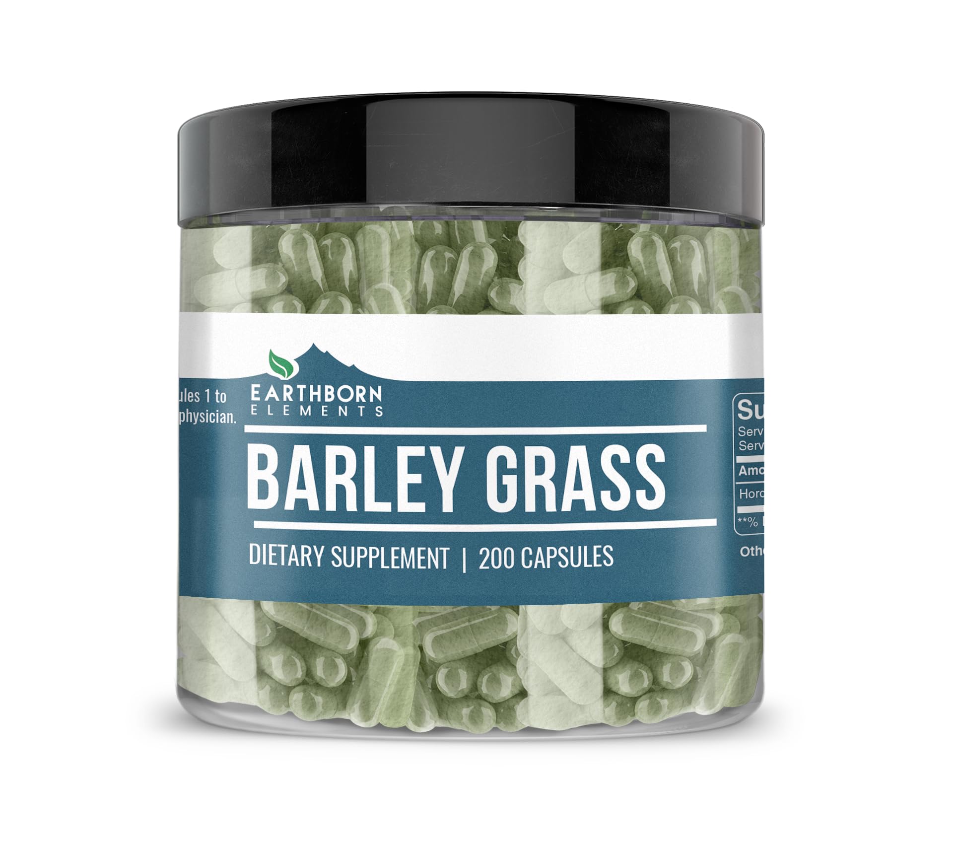 Earthborn Elements Barley Grass Capsules 200 count front view