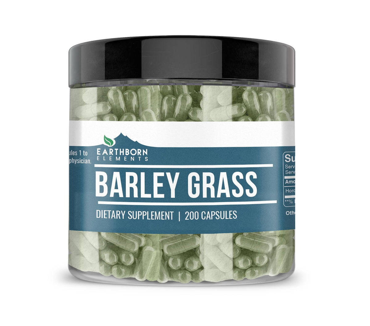 Earthborn Elements Barley Grass Capsules 200 count front view