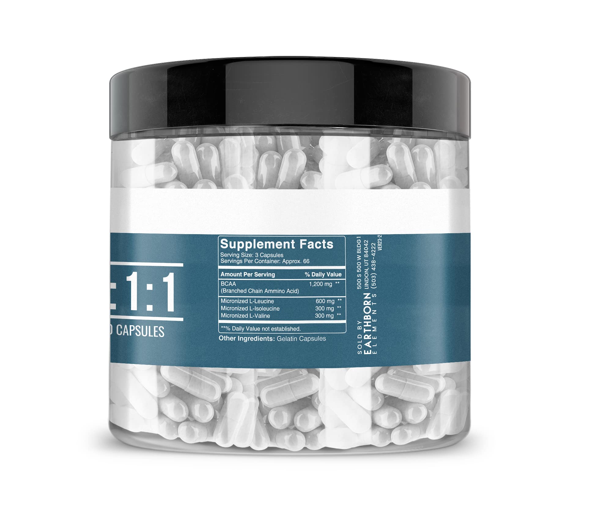 Earthborn Elements BCAA 200 Capsules in hand