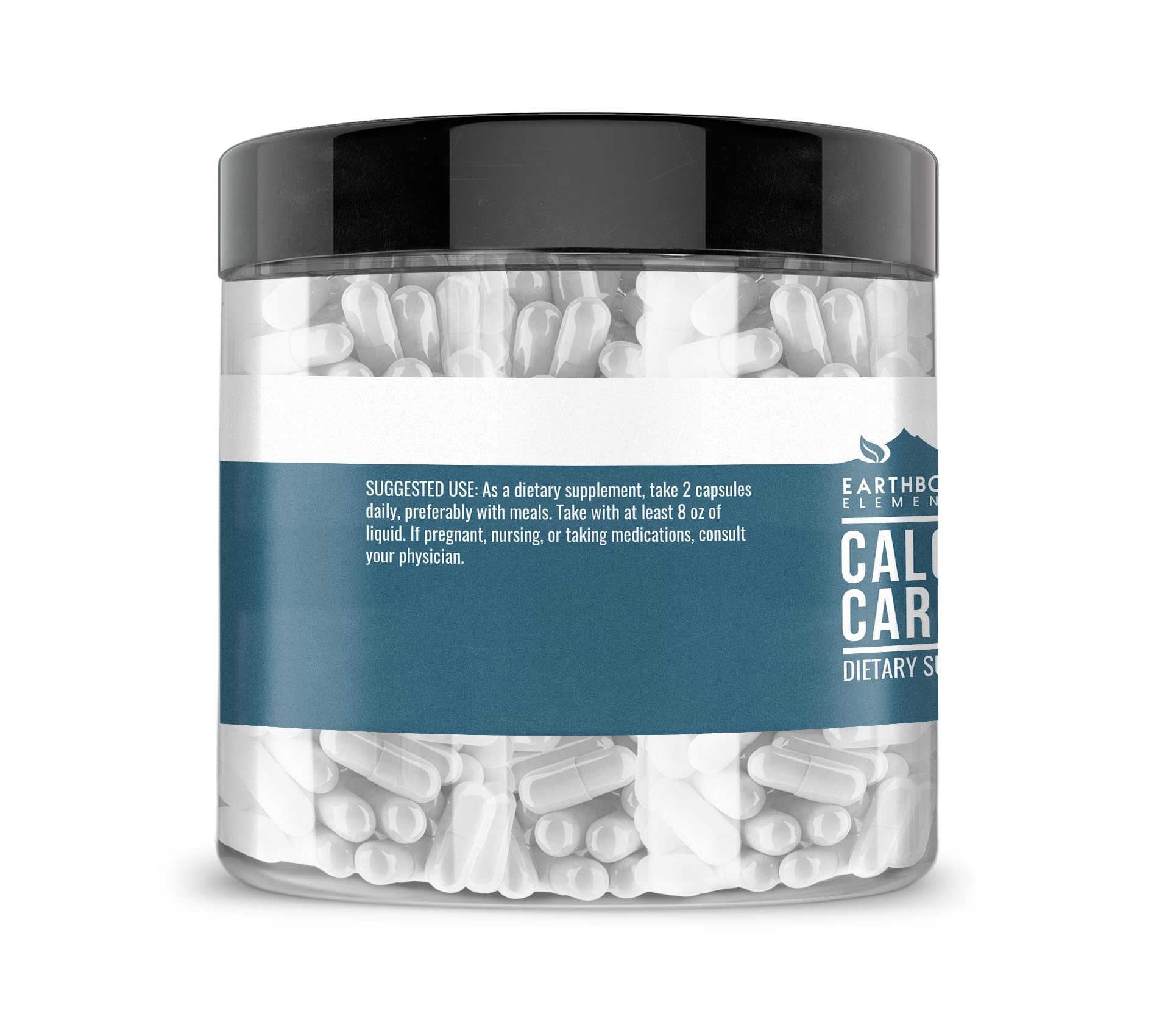 Earthborn Elements Calcium Carbonate 200 Capsules side view