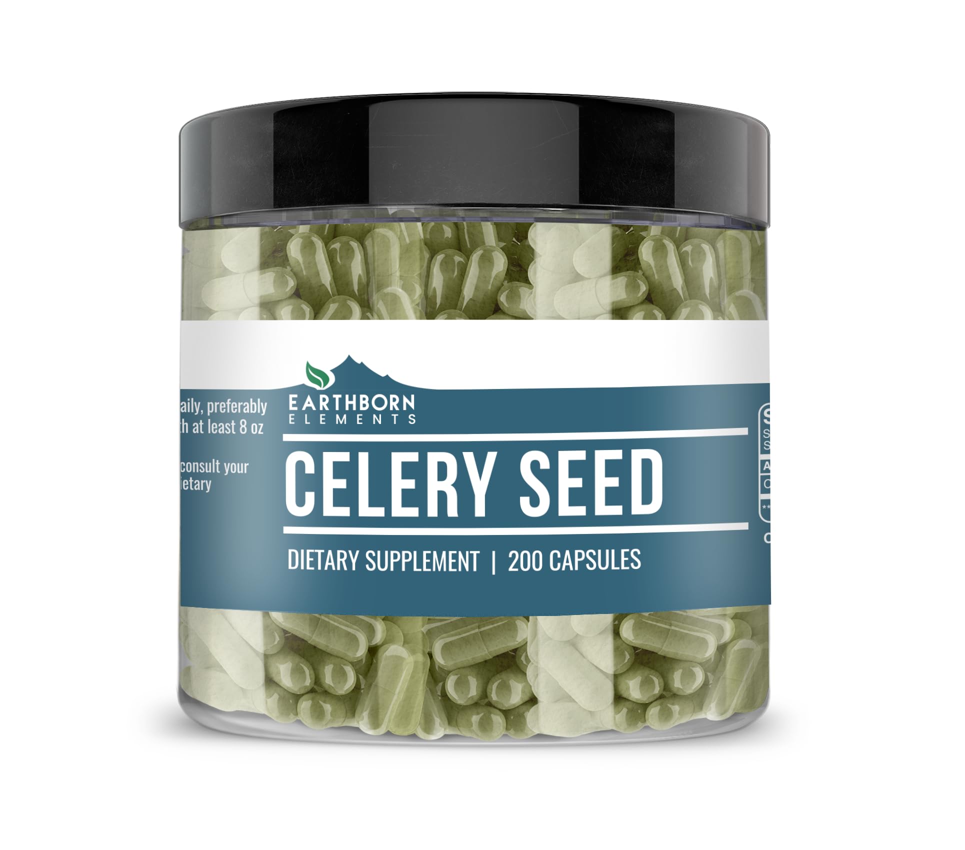 Earthborn Elements Celery Seed Capsules 200 count front view