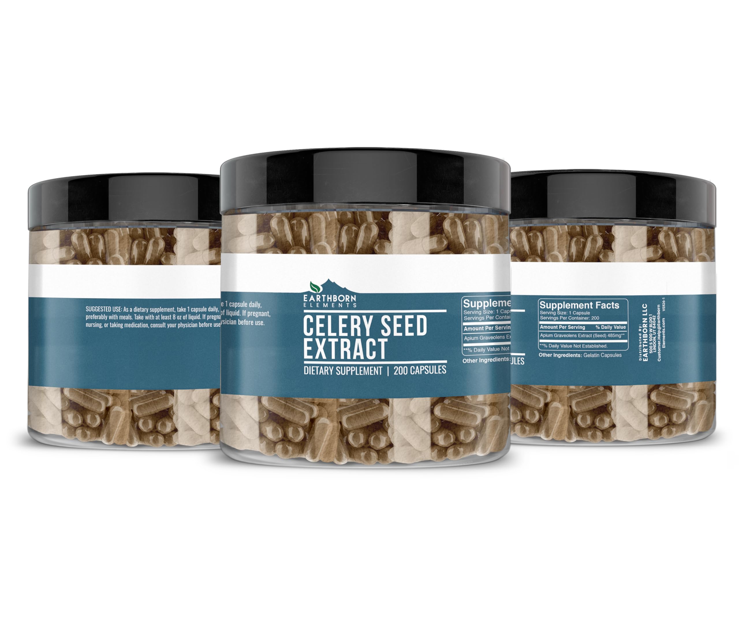 Earthborn Elements Celery Seed Extract Capsules side view showing packaging
