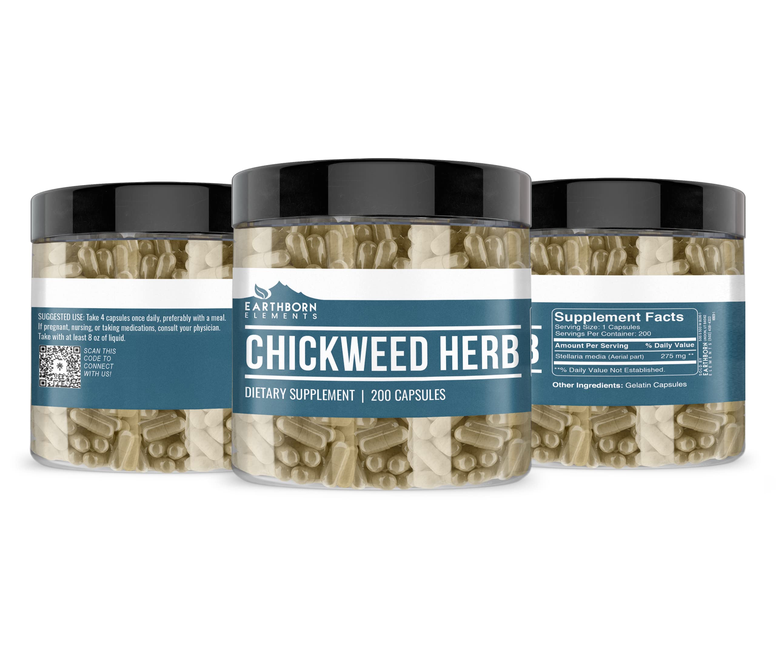 Earthborn Elements Chickweed Herb Capsules side view