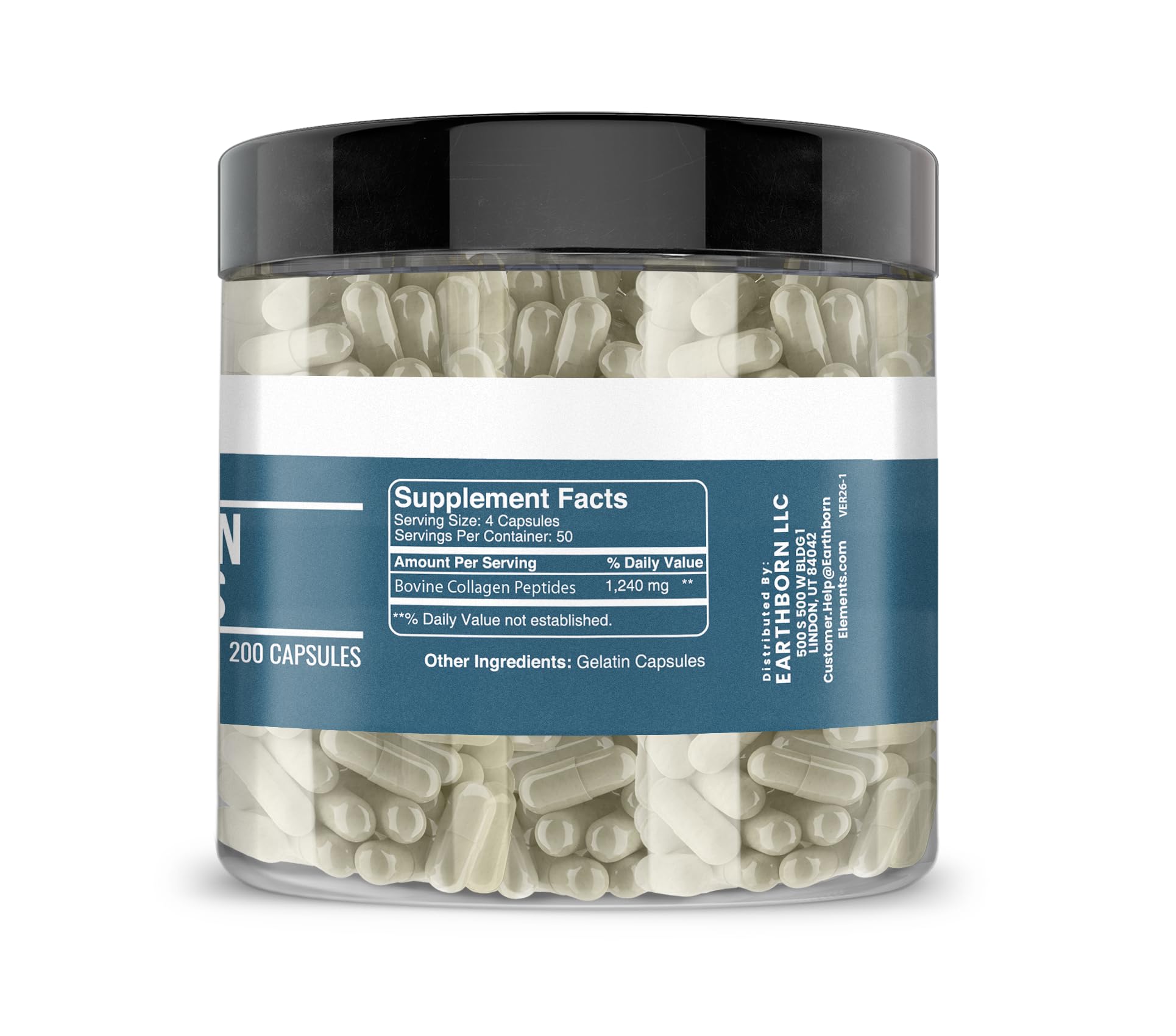 Earthborn Elements Collagen Peptides Capsules side view with label