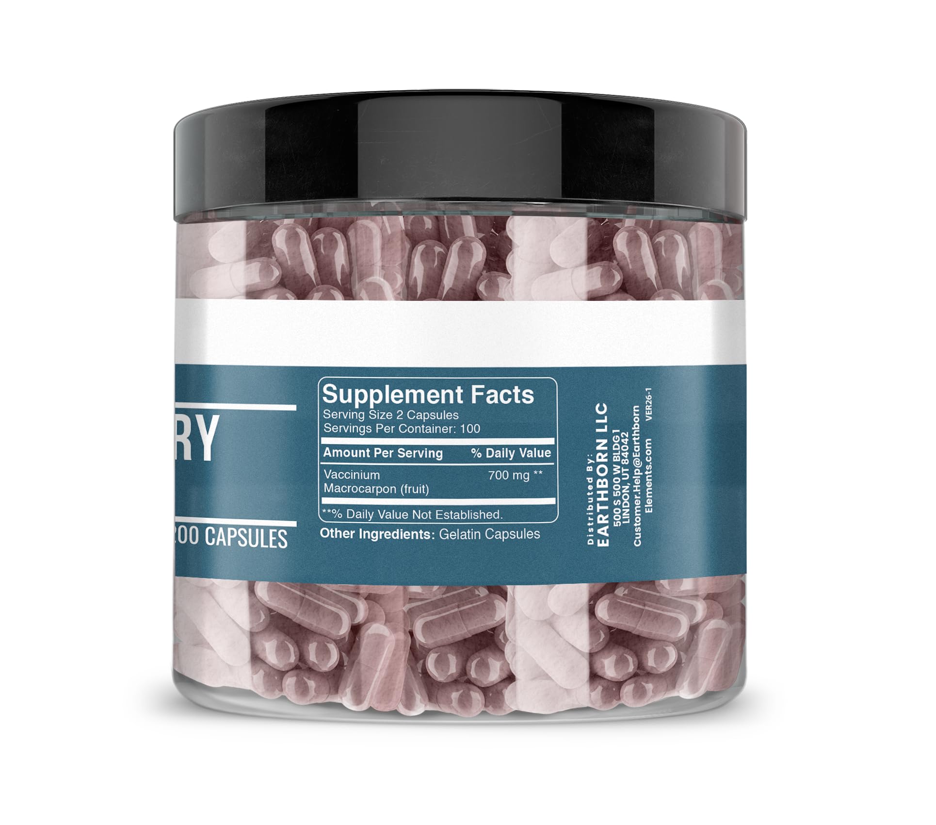 Earthborn Elements Cranberry Extract Capsules bottle side view