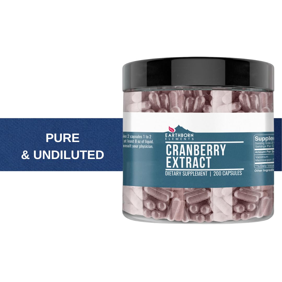 Earthborn Elements Cranberry Extract Capsules on a wooden table