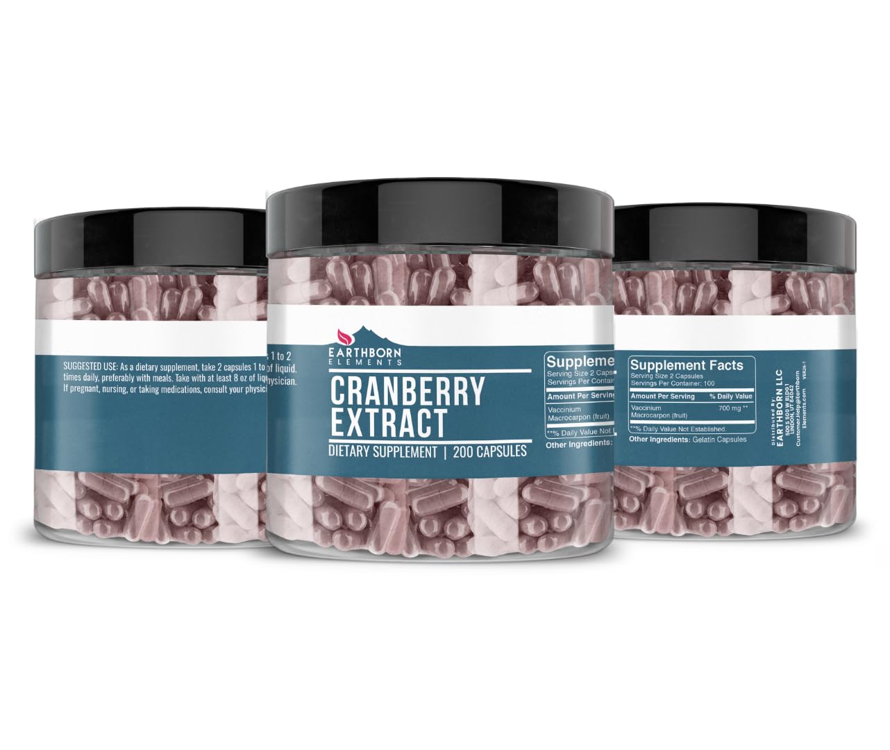 Earthborn Elements Cranberry Extract Capsules with measuring spoon