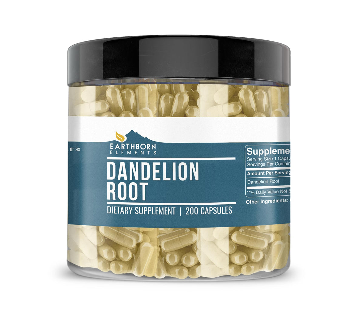 Earthborn Elements Dandelion Root Capsules 200 count front view