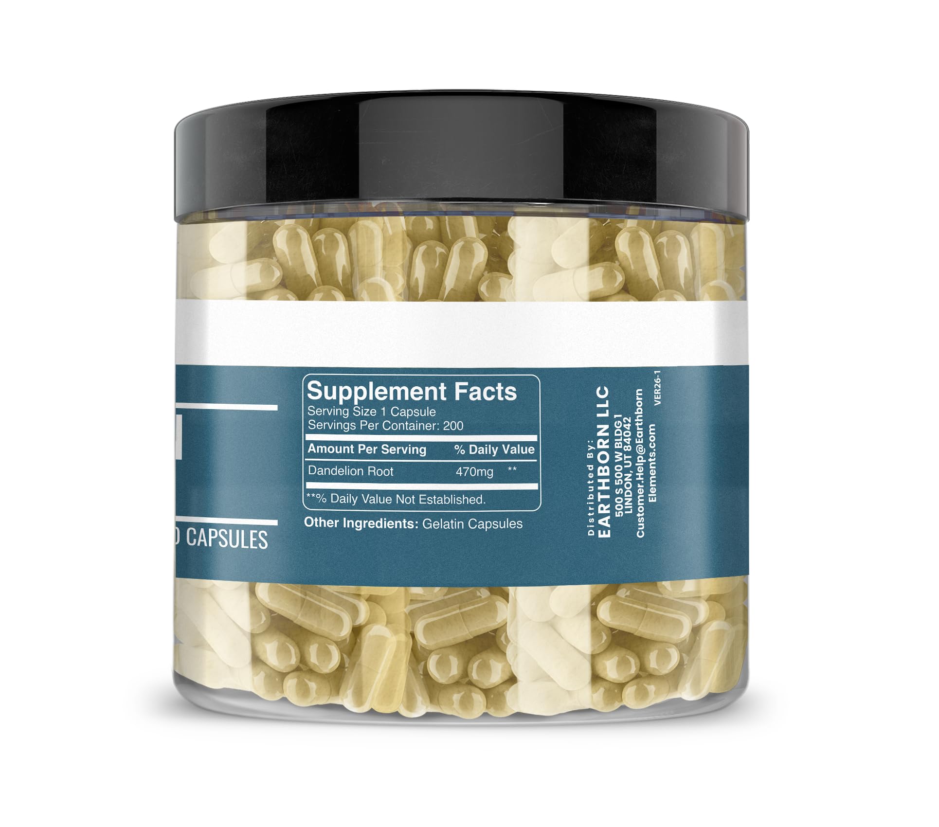 Earthborn Elements Dandelion Root Capsules bottle side view