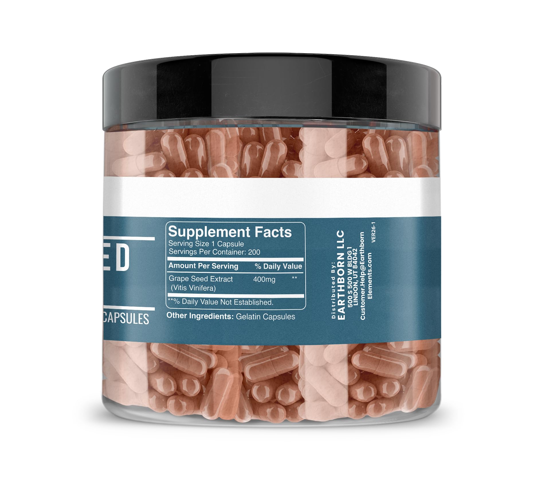 Earthborn Elements Grape Seed Extract 200 Capsules side view