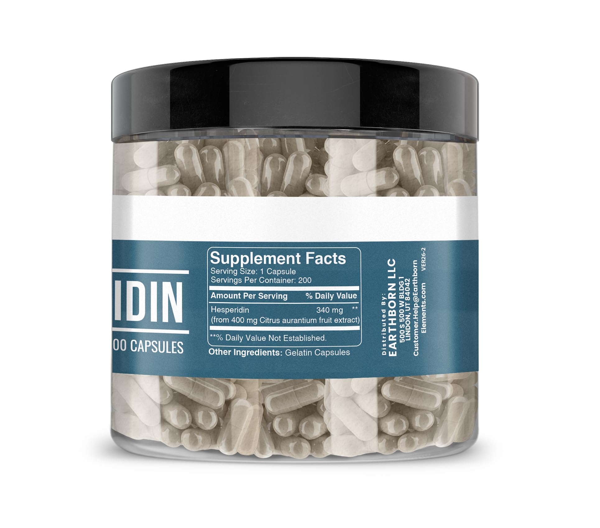 Earthborn Elements Hesperidin Capsules side view showing capsule details