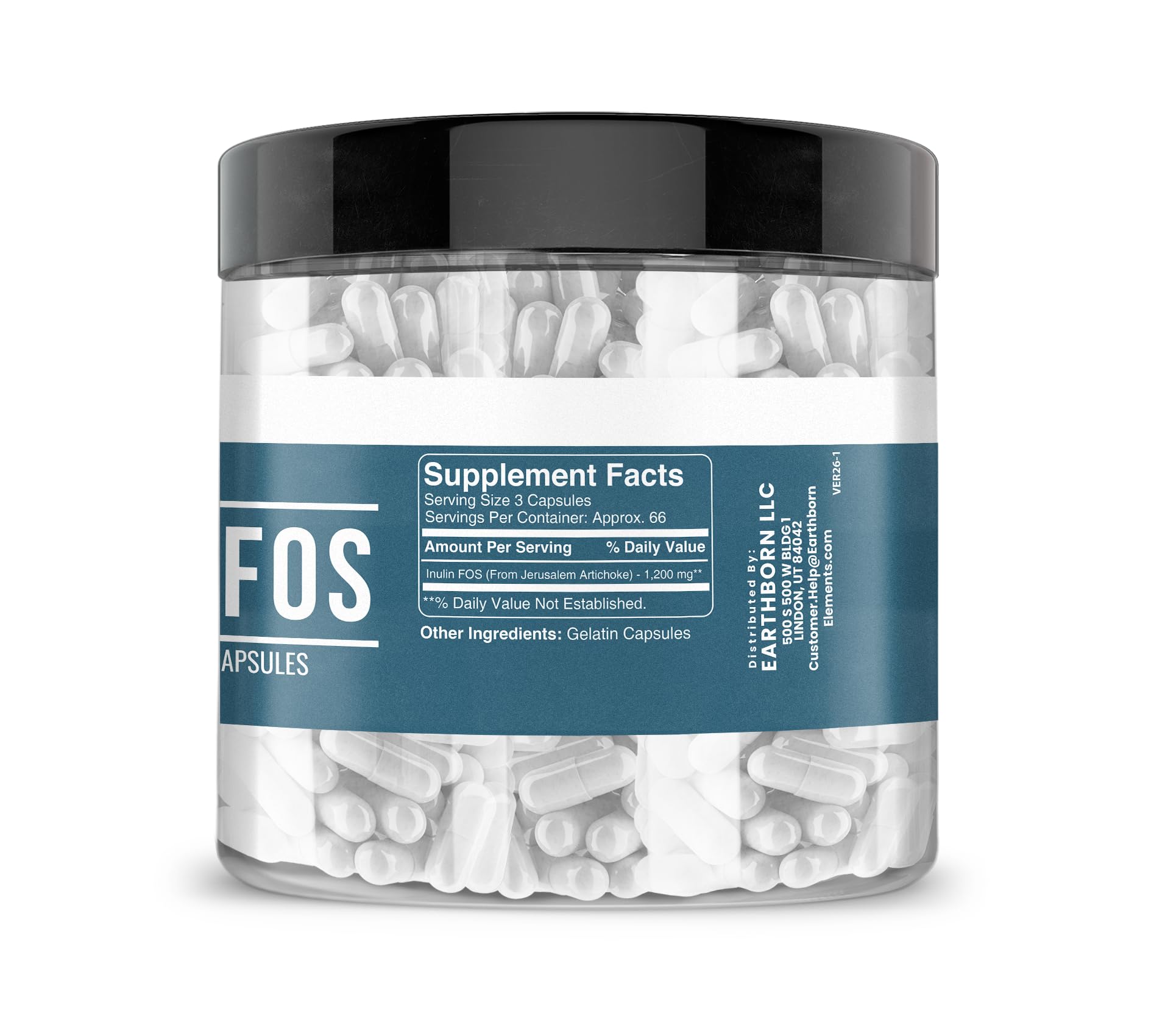 Earthborn Elements Inulin FOS 200 Capsules side view
